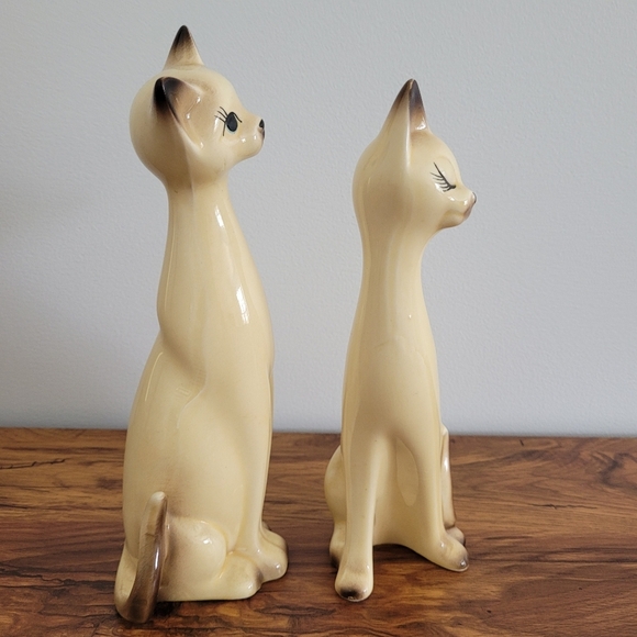 Vintage Ceramic Siamese Cat Figurines Japan Set Of 2 - Picture 9 of 12